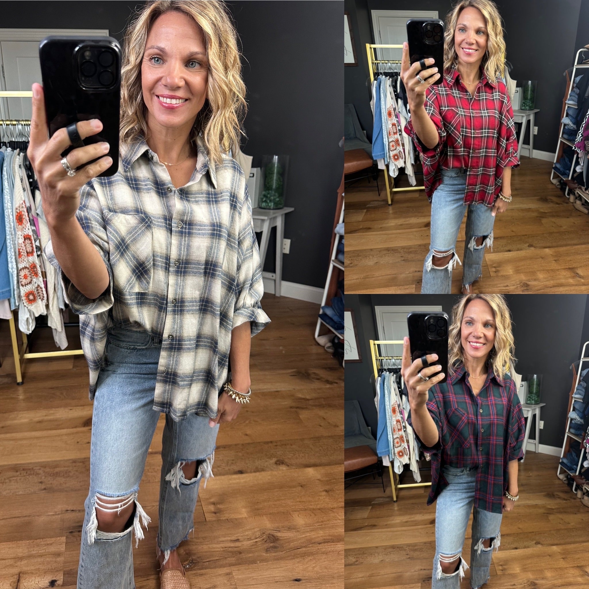 Defined Roles Plaid Button-Down Top - Multiple Options-Entro-Anna Kaytes Boutique, Women's Fashion Boutique in Grinnell, Iowa