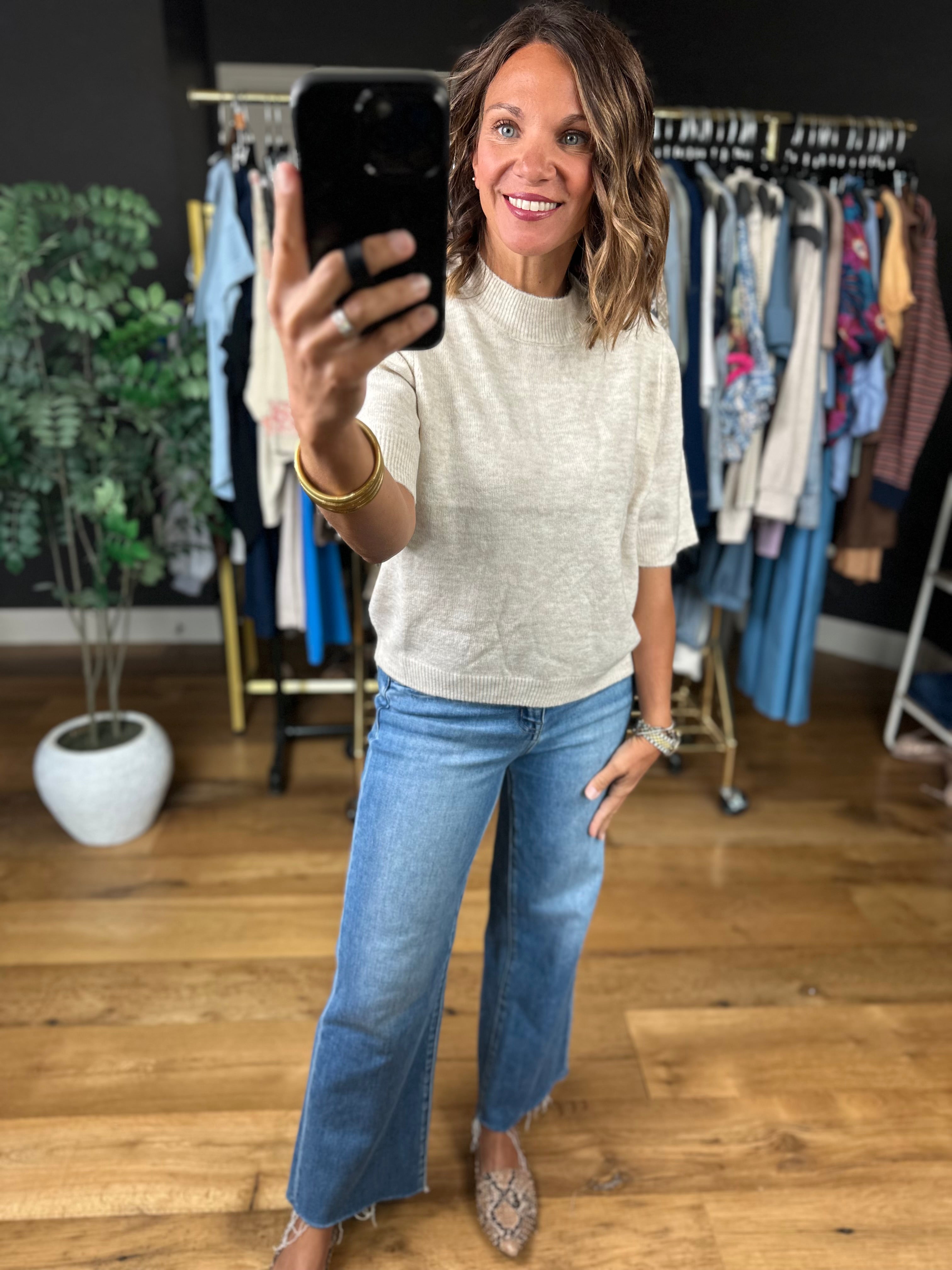 On The Record Knit Top-Short Sleeves-Blu Pepper-Anna Kaytes Boutique, Women's Fashion Boutique in Grinnell, Iowa