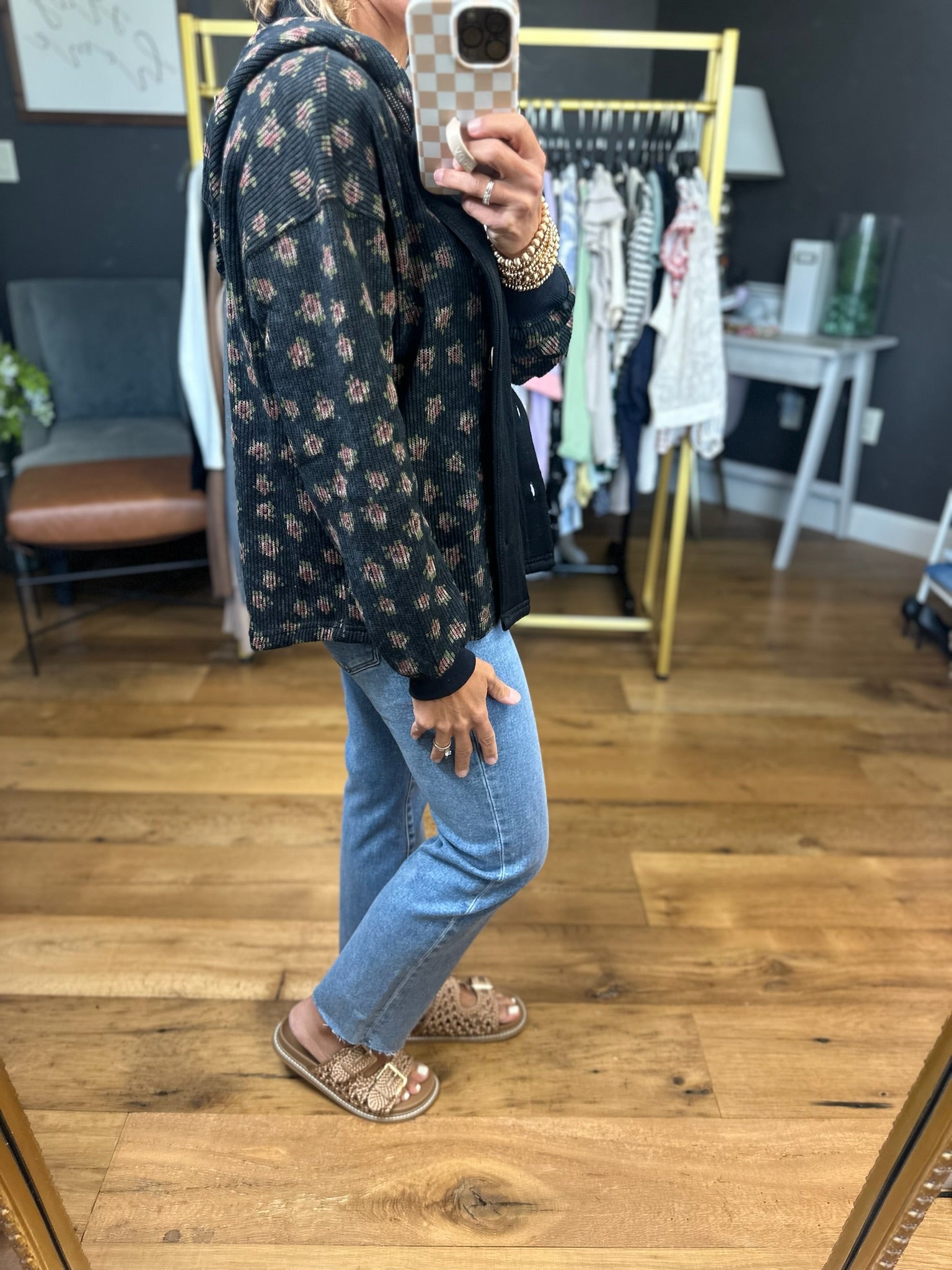 Spring Among Us Corded Floral Lightweight Jacket - Black-Aemi & Co-Anna Kaytes Boutique, Women's Fashion Boutique in Grinnell, Iowa