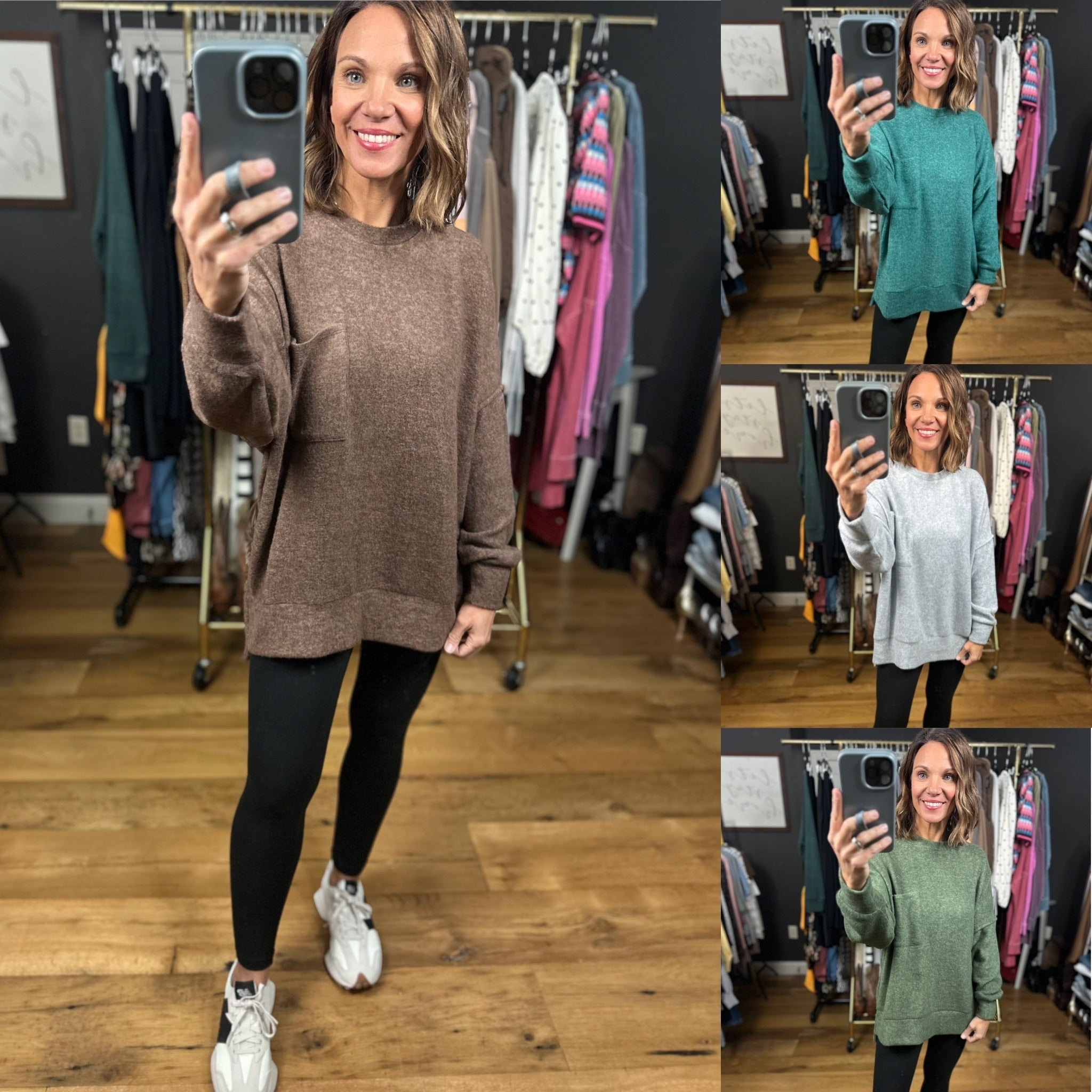 Home Stretch Hi-Low Pocket Top-Sweaters-Zenana-Anna Kaytes Boutique, Women's Fashion Boutique in Grinnell, Iowa