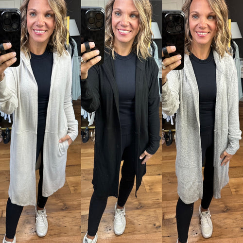 In The Know Midi-Length Hooded Cardigan - Multiple Options-Mono B-Anna Kaytes Boutique, Women's Fashion Boutique in Grinnell, Iowa