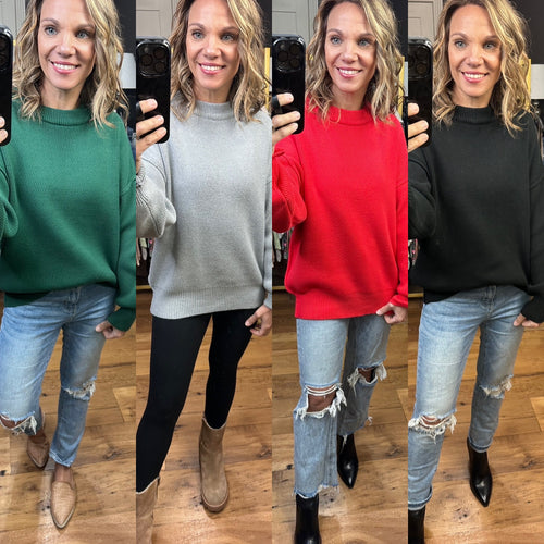 In My Sights Textured Crew Sweater - Multiple Options-Zenana TW-2239Y-Anna Kaytes Boutique, Women's Fashion Boutique in Grinnell, Iowa