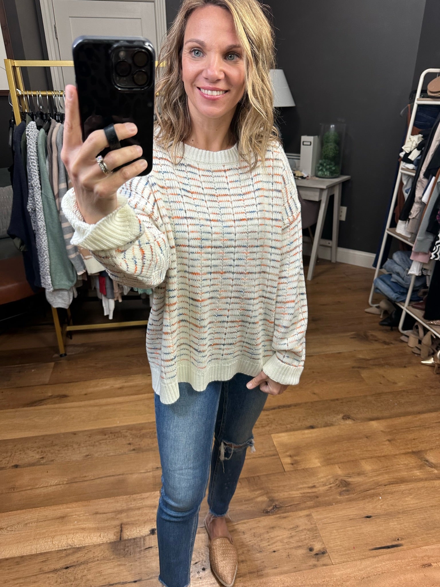 Coming Through Textured Sweater - Ivory-Sweaters-Polygram PSW2915-Anna Kaytes Boutique, Women's Fashion Boutique in Grinnell, Iowa