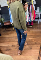 Hanging Onto Fall Textured Quarter-Zip - Olive-Be Cool-Anna Kaytes Boutique, Women's Fashion Boutique in Grinnell, Iowa