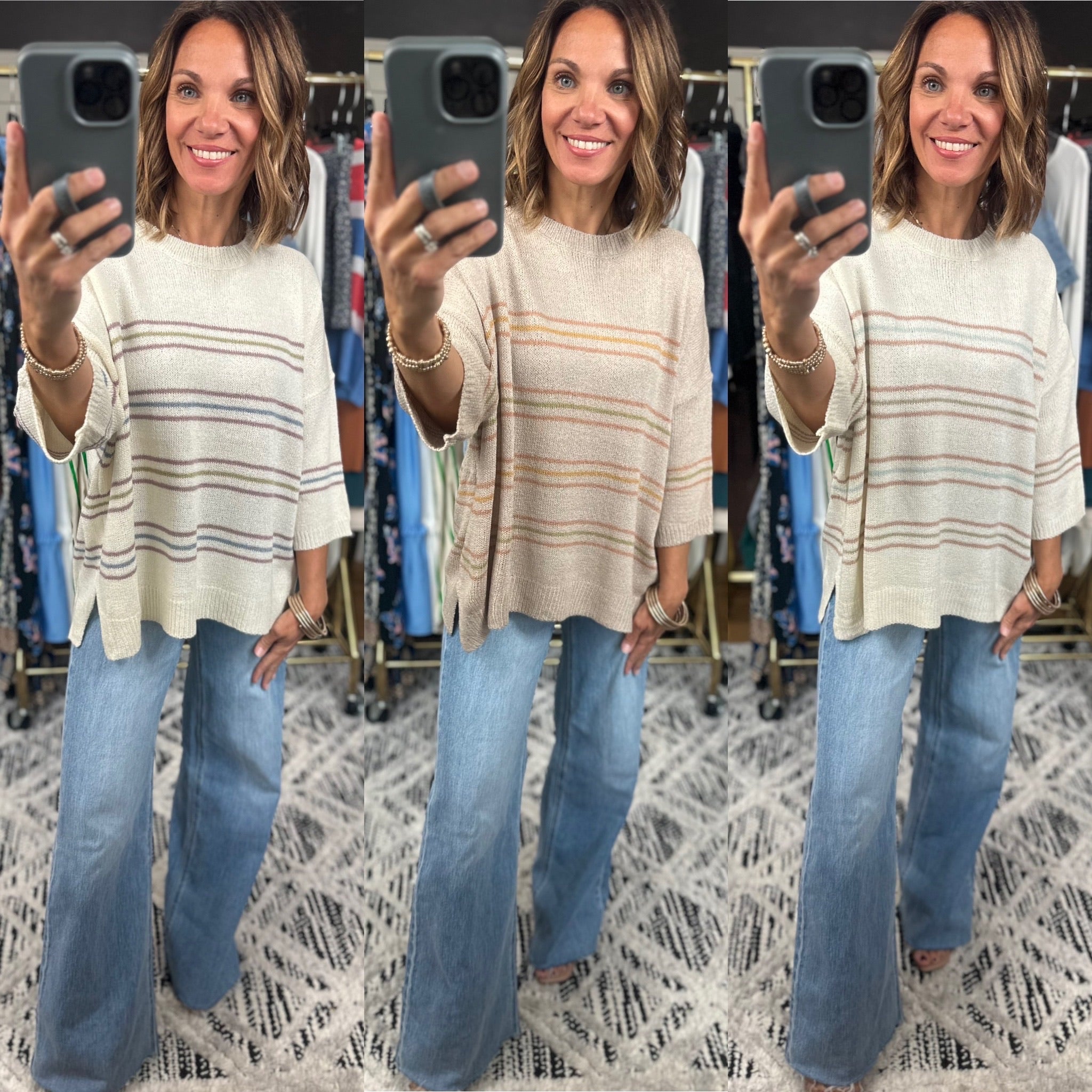 Trusting You Striped Knit Top-Sweaters-Be Cool-Anna Kaytes Boutique, Women's Fashion Boutique in Grinnell, Iowa