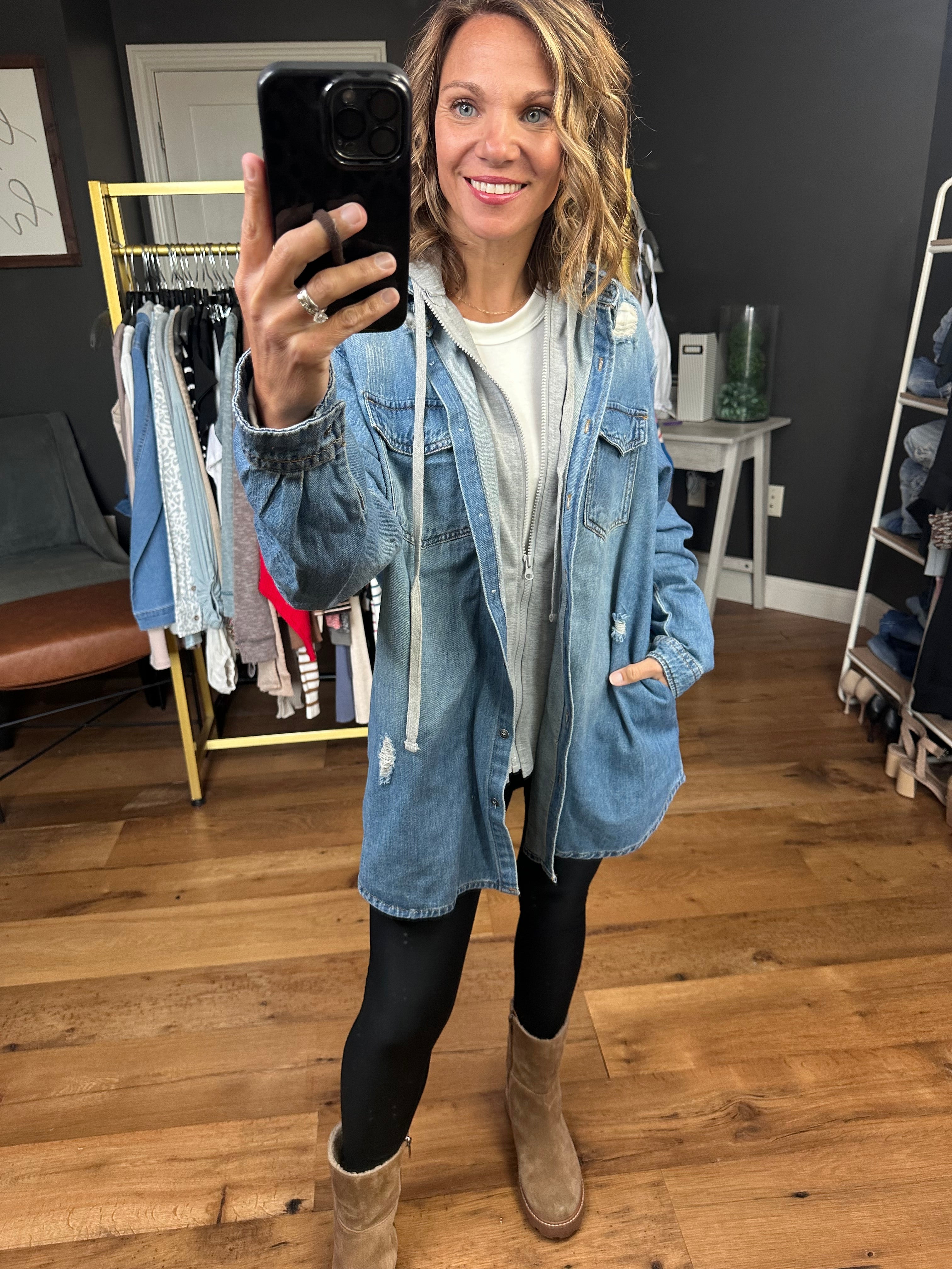 Do It All Denim Hoodie Jacket - Multiple Options-Jackets-Risen RDJ1128-Anna Kaytes Boutique, Women's Fashion Boutique in Grinnell, Iowa