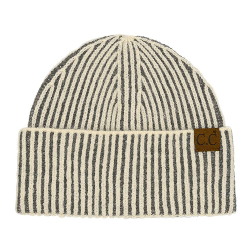 CC Contrast Stripe Cuff Beanie- Multiple Options-Joia HTC-0043-Anna Kaytes Boutique, Women's Fashion Boutique in Grinnell, Iowa