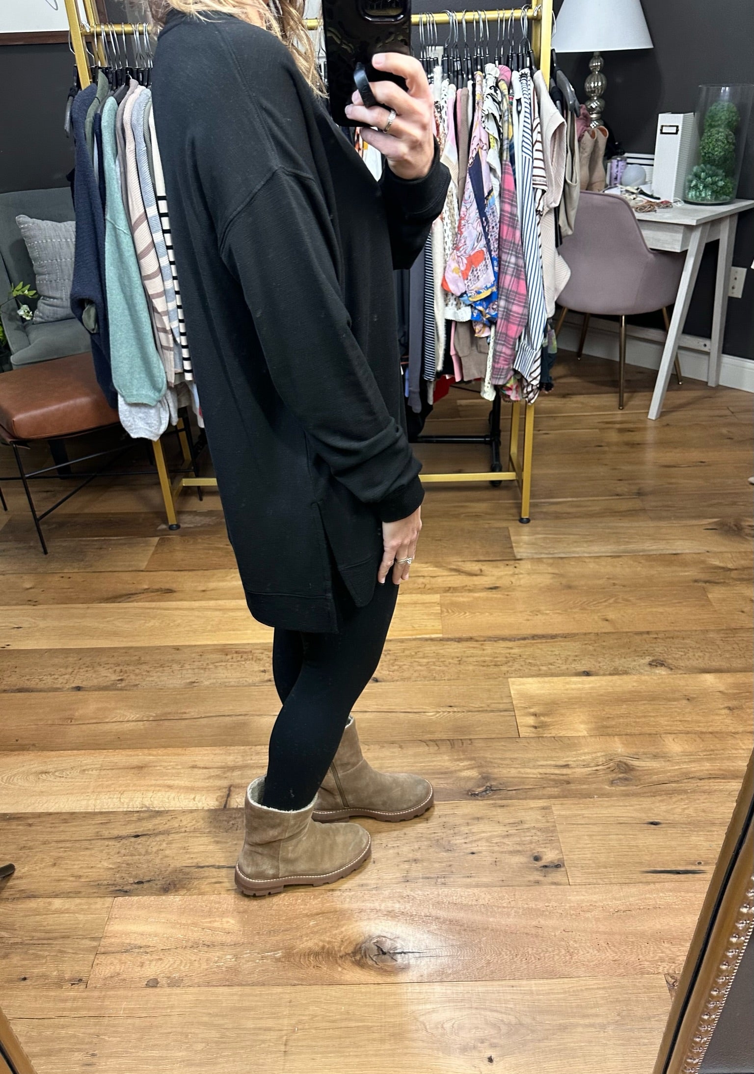 Best Performance V-Neck Slub Top - Black-Long Sleeves-Thread & Supply T1056SBFT-Anna Kaytes Boutique, Women's Fashion Boutique in Grinnell, Iowa