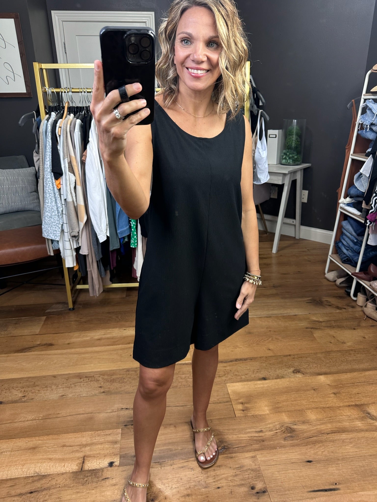 Weekend Recap Pocket Romper - Black-Rompers-Jodifl-Anna Kaytes Boutique, Women's Fashion Boutique in Grinnell, Iowa