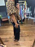 Peekaboo Animal Print Top w/bows - Camel-Entro-Anna Kaytes Boutique, Women's Fashion Boutique in Grinnell, Iowa