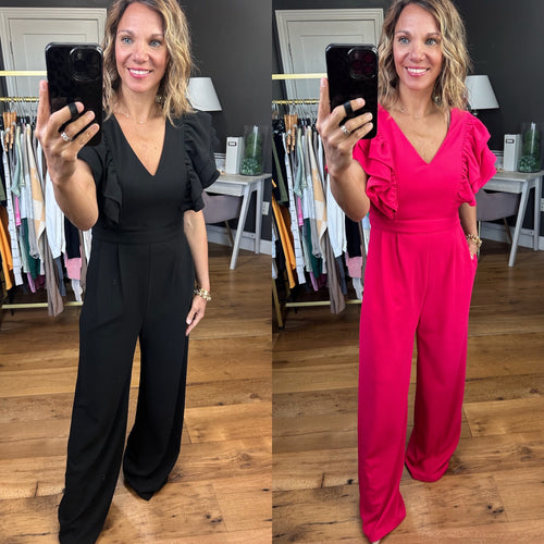Turning Heads Ruffle Detail Jumpsuit - Multiple Options-Jumpsuits-Entro-Anna Kaytes Boutique, Women's Fashion Boutique in Grinnell, Iowa
