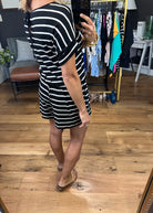 Think More Striped Romper - Black/Ivory-Rompers-Zenana RP-2297ABS-Anna Kaytes Boutique, Women's Fashion Boutique in Grinnell, Iowa