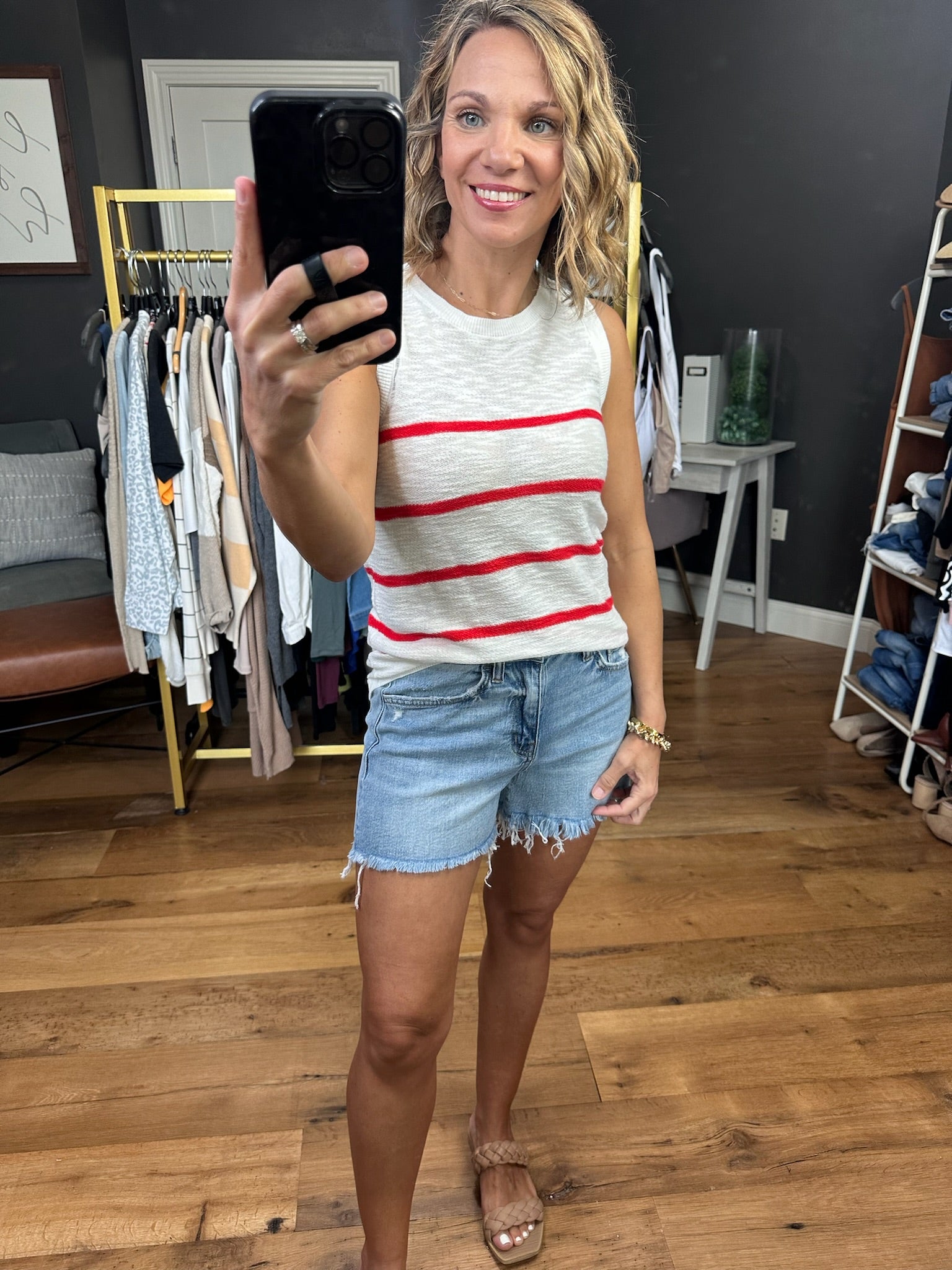 Never Missed Striped Knit Tank - Ivory/Red-Sleeveless-Be cool 63567-Anna Kaytes Boutique, Women's Fashion Boutique in Grinnell, Iowa