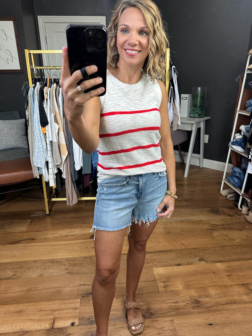 Never Missed Striped Knit Tank - Ivory/Red-Be cool 63567-Anna Kaytes Boutique, Women's Fashion Boutique in Grinnell, Iowa