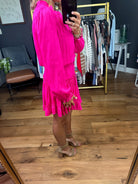 Lost In Paradise Smock-Waist Dress - Hyper Pink-Dresses-Skies Are blue-Anna Kaytes Boutique, Women's Fashion Boutique in Grinnell, Iowa