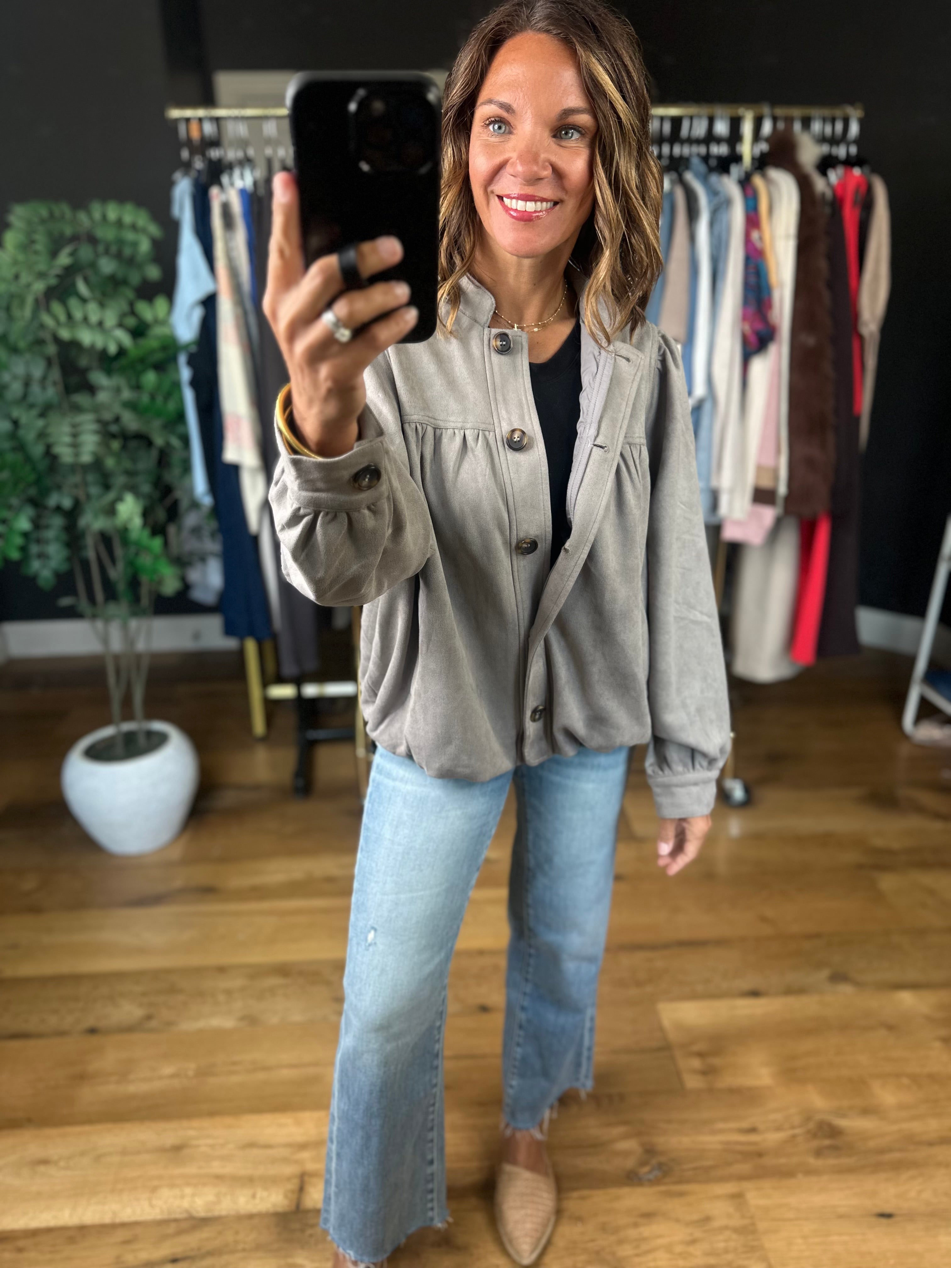 Can't Take My Place Faux-Suede Jacket-Jackets-Umgee-Anna Kaytes Boutique, Women's Fashion Boutique in Grinnell, Iowa