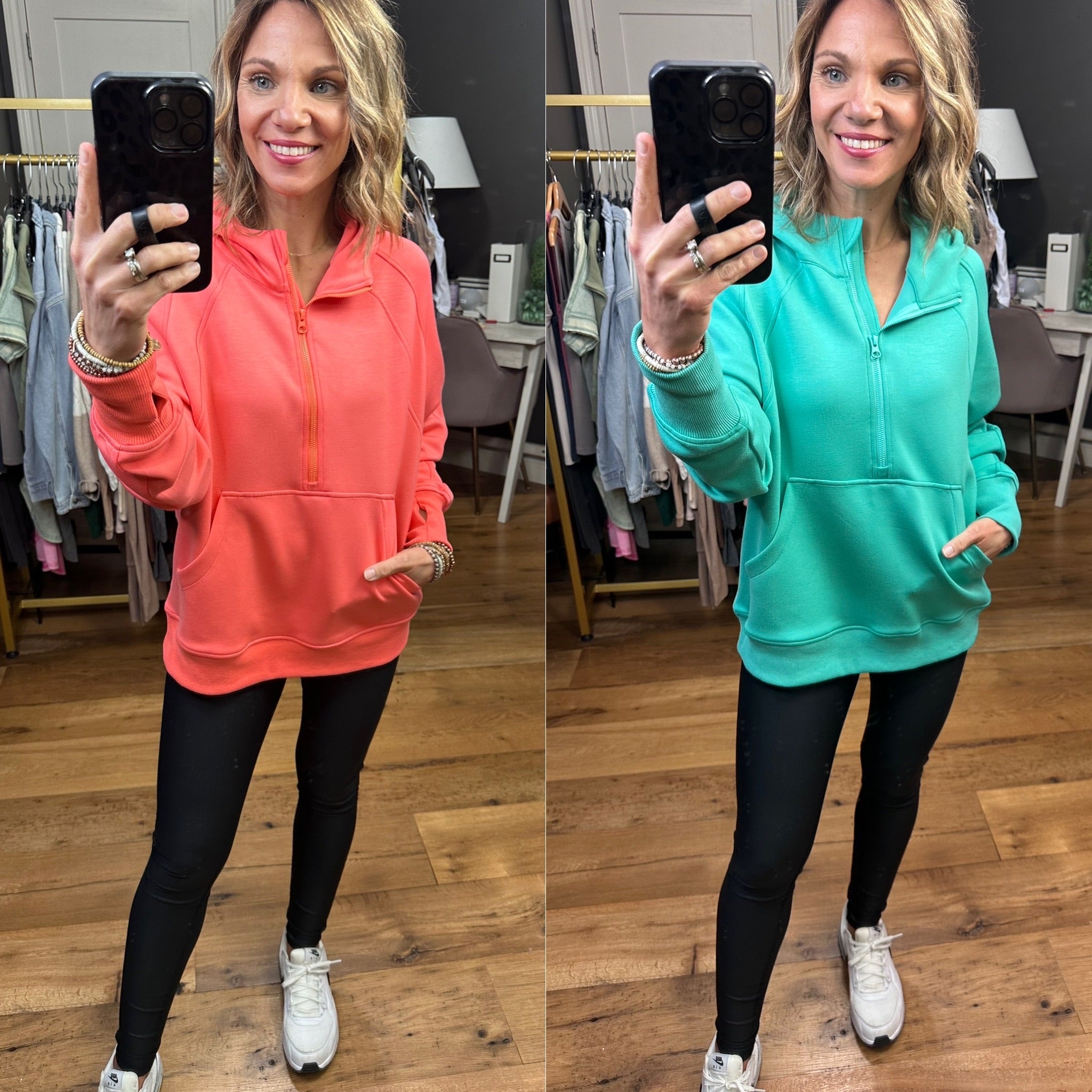 Later On Scuba 1/4 Zip Hoodie - Multiple Options-Hoodies-Yelete TP2514-Anna Kaytes Boutique, Women's Fashion Boutique in Grinnell, Iowa