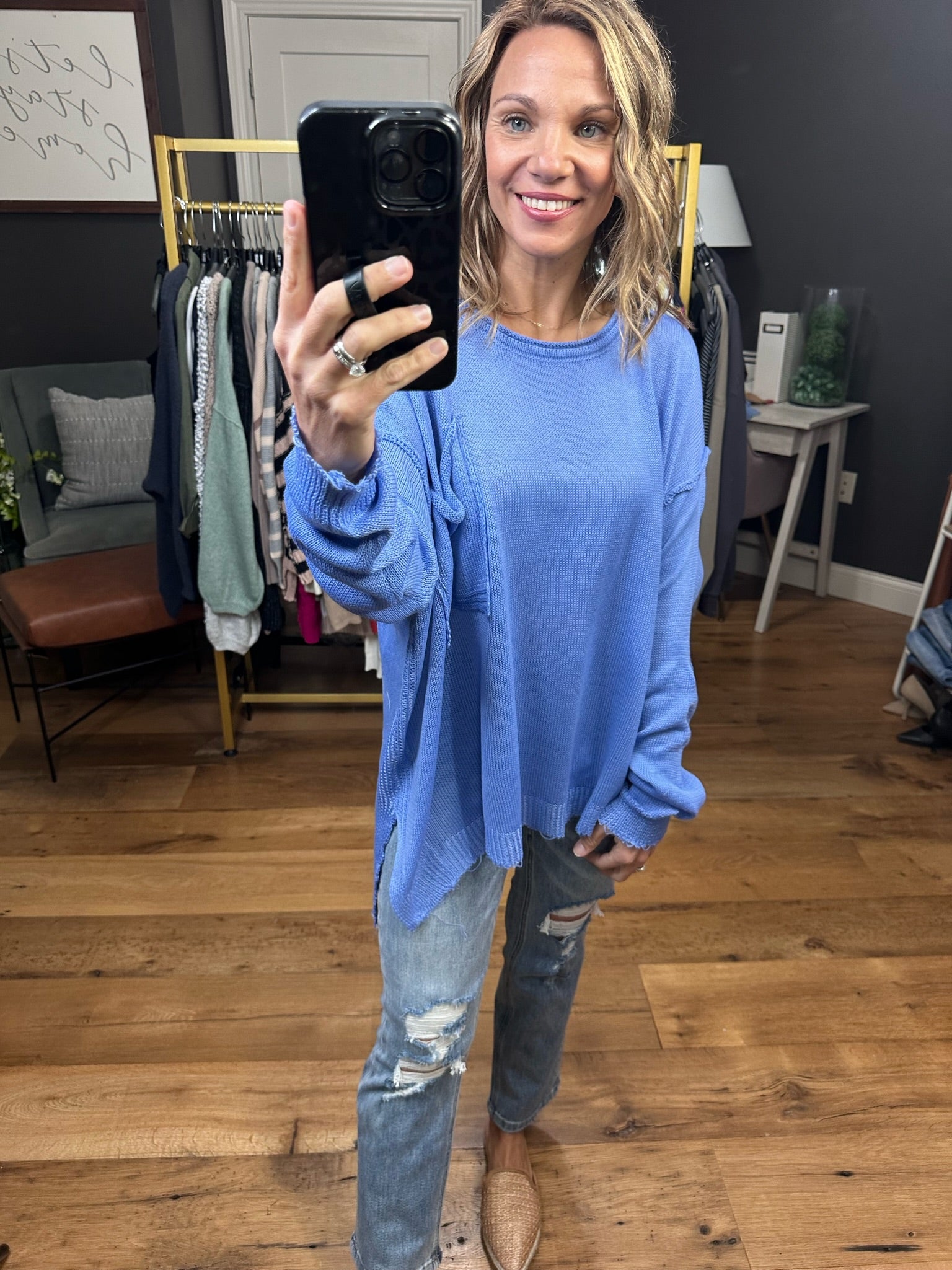 All We Know Oversized Knit Sweater - Periwinkle Blue-Sweaters-Easel-Anna Kaytes Boutique, Women's Fashion Boutique in Grinnell, Iowa