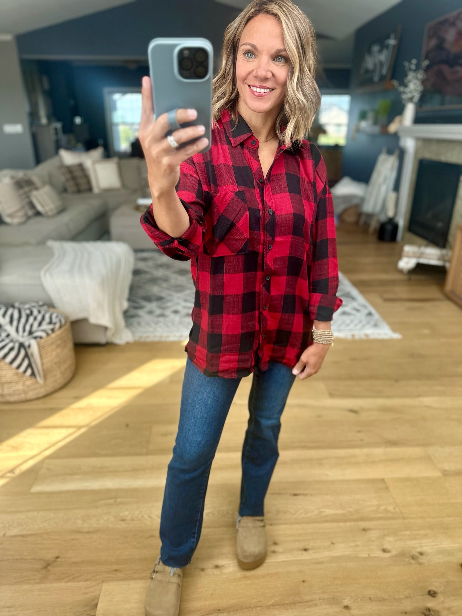 Find My Way Plaid Button-Down Top-Be Cool-Anna Kaytes Boutique, Women's Fashion Boutique in Grinnell, Iowa