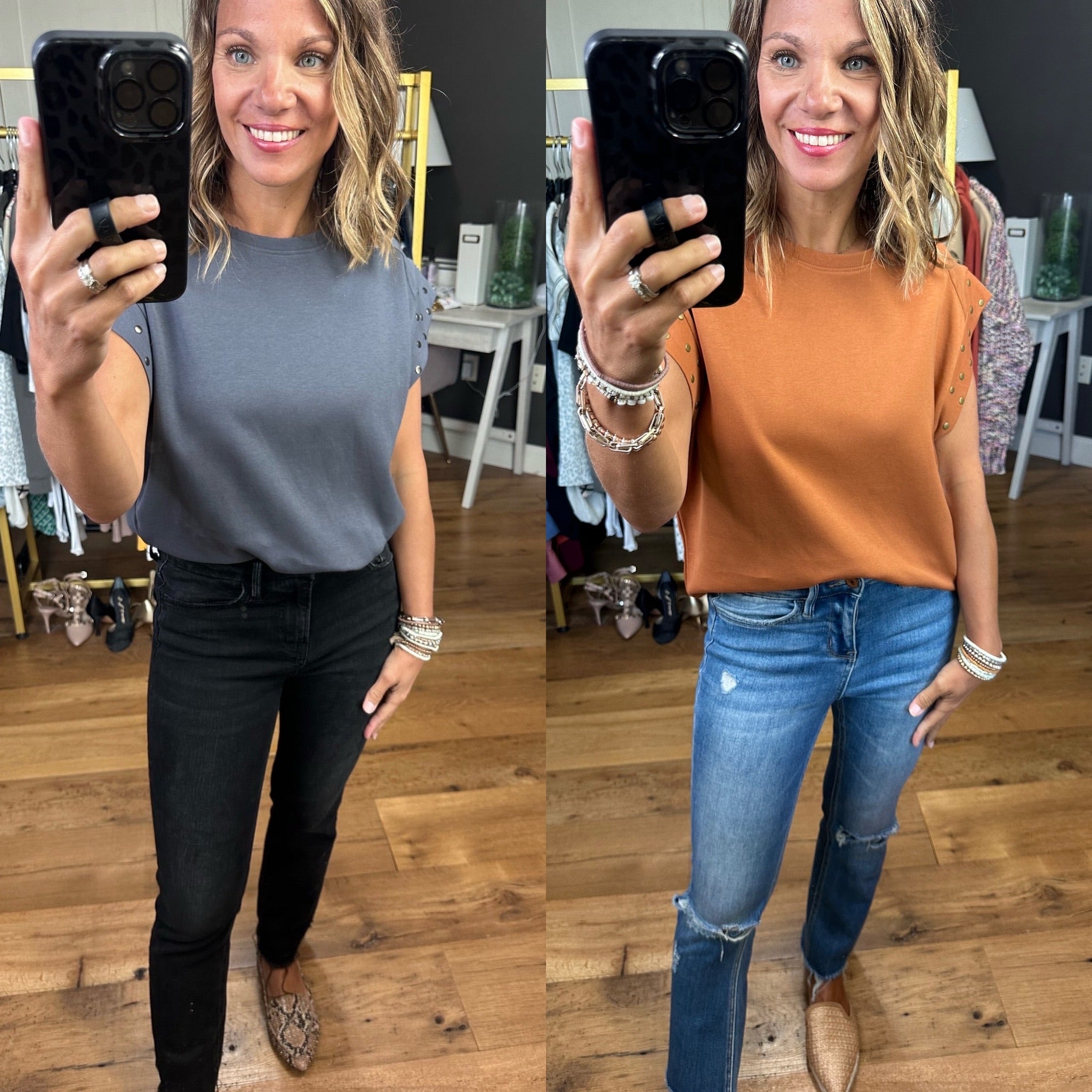 Can't Turn It Down Studded Cap Sleeve Top - Multiple Options