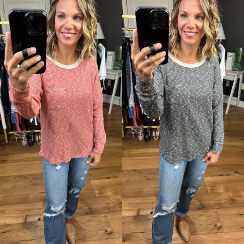 A Lot To Say Heathered Longsleeve Top - Multiple Options