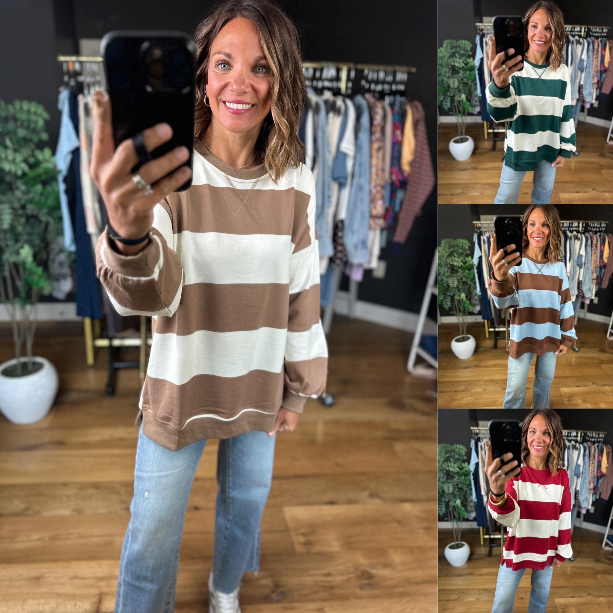 My Hero Oversized Wide Stripe Crewneck - Multiple colors-Sweaters-JOA-Anna Kaytes Boutique, Women's Fashion Boutique in Grinnell, Iowa
