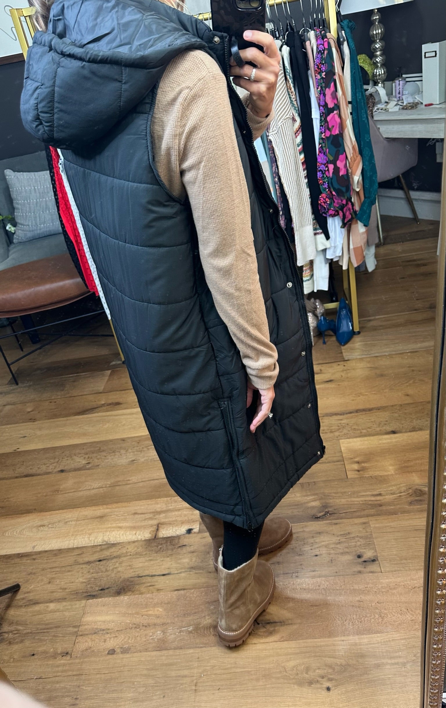 There You Are Midi Puffer Vest - Multiple Options