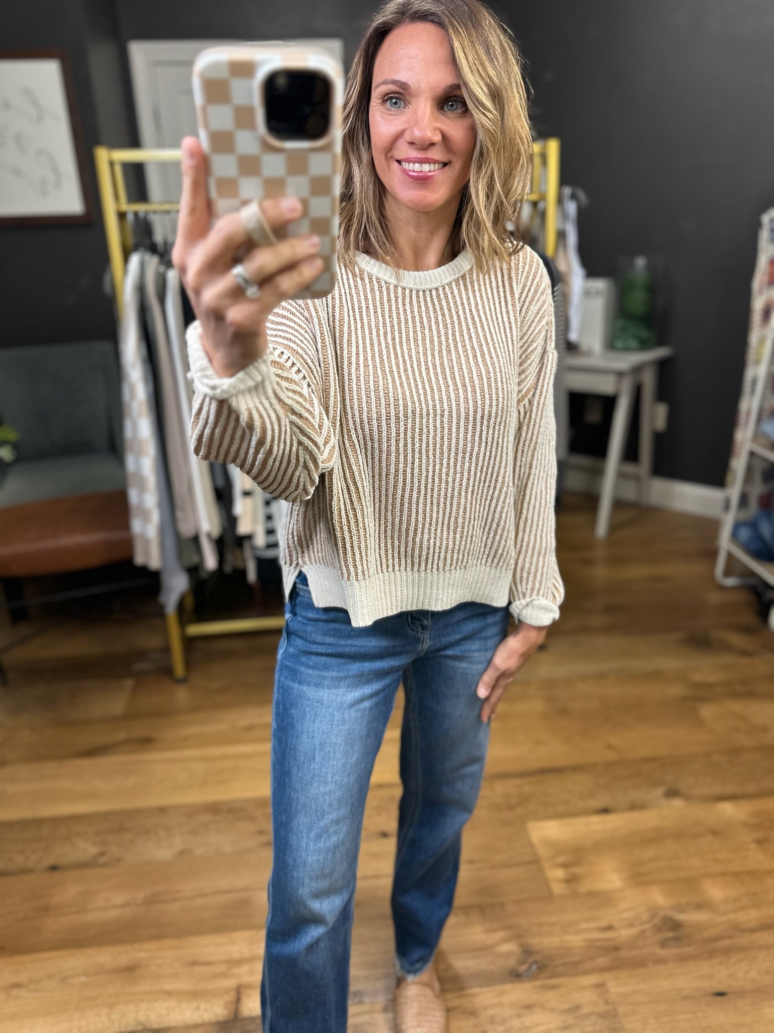 The Lindsey Textured Crew Sweater - Multiple Options-Blu Pepper-Anna Kaytes Boutique, Women's Fashion Boutique in Grinnell, Iowa