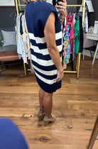 Make You Proud Striped Sweater Dress - Navy-Dresses-Entro D22923-Anna Kaytes Boutique, Women's Fashion Boutique in Grinnell, Iowa