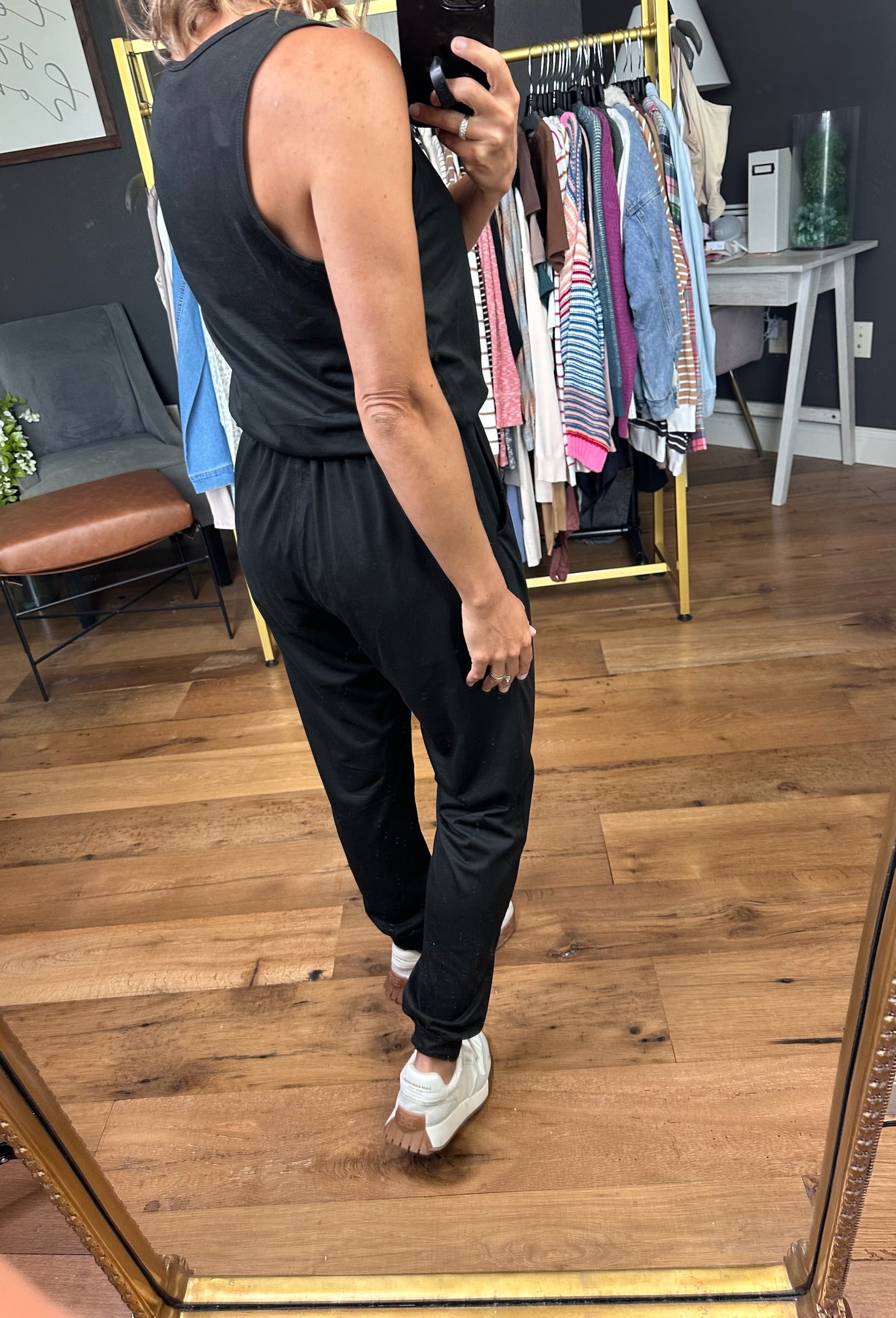 Stepping Up V-Neck Jumpsuit - Black-Wishlist-Anna Kaytes Boutique, Women's Fashion Boutique in Grinnell, Iowa