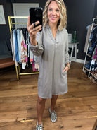 See This Through Tencel Dress - Earth Grey-Be Cool-Anna Kaytes Boutique, Women's Fashion Boutique in Grinnell, Iowa