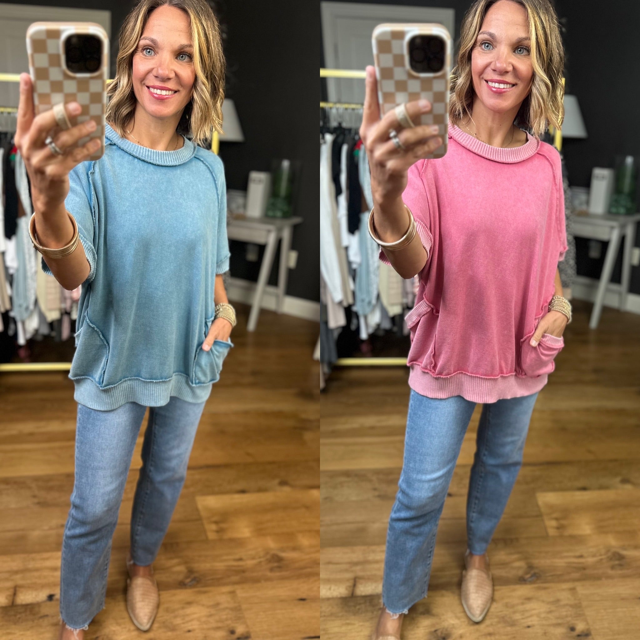 By My Side Washed Pocket Top - Multiple Options-Easel-Anna Kaytes Boutique, Women's Fashion Boutique in Grinnell, Iowa