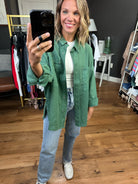 Need A Break Oversized Denim Shacket - Green-Jackets-Bucketlist IJ3010-Anna Kaytes Boutique, Women's Fashion Boutique in Grinnell, Iowa