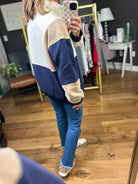 On The Move Oversized Henley Pullover - Coffee/Navy-Aemi & Co-Anna Kaytes Boutique, Women's Fashion Boutique in Grinnell, Iowa