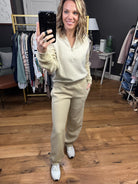 The Jenna Vintage Fleece Lounge Pant - Taupe-Two Piece Set-Mono B Kp12076-Anna Kaytes Boutique, Women's Fashion Boutique in Grinnell, Iowa