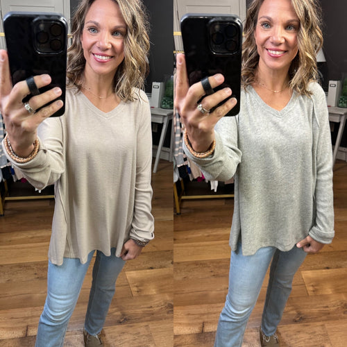 The Maleigh Flowy Raw-Edge Long Sleeve Top - Multiple Options