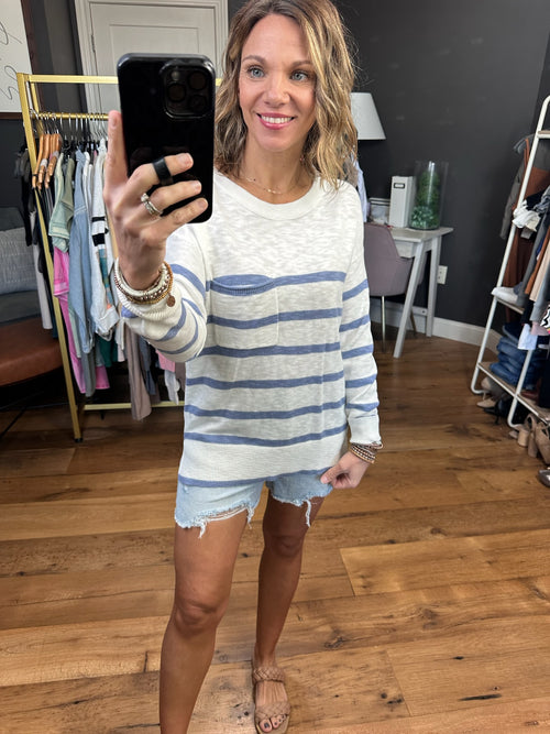 Always Constant Striped Pocket Top - Multiple Options