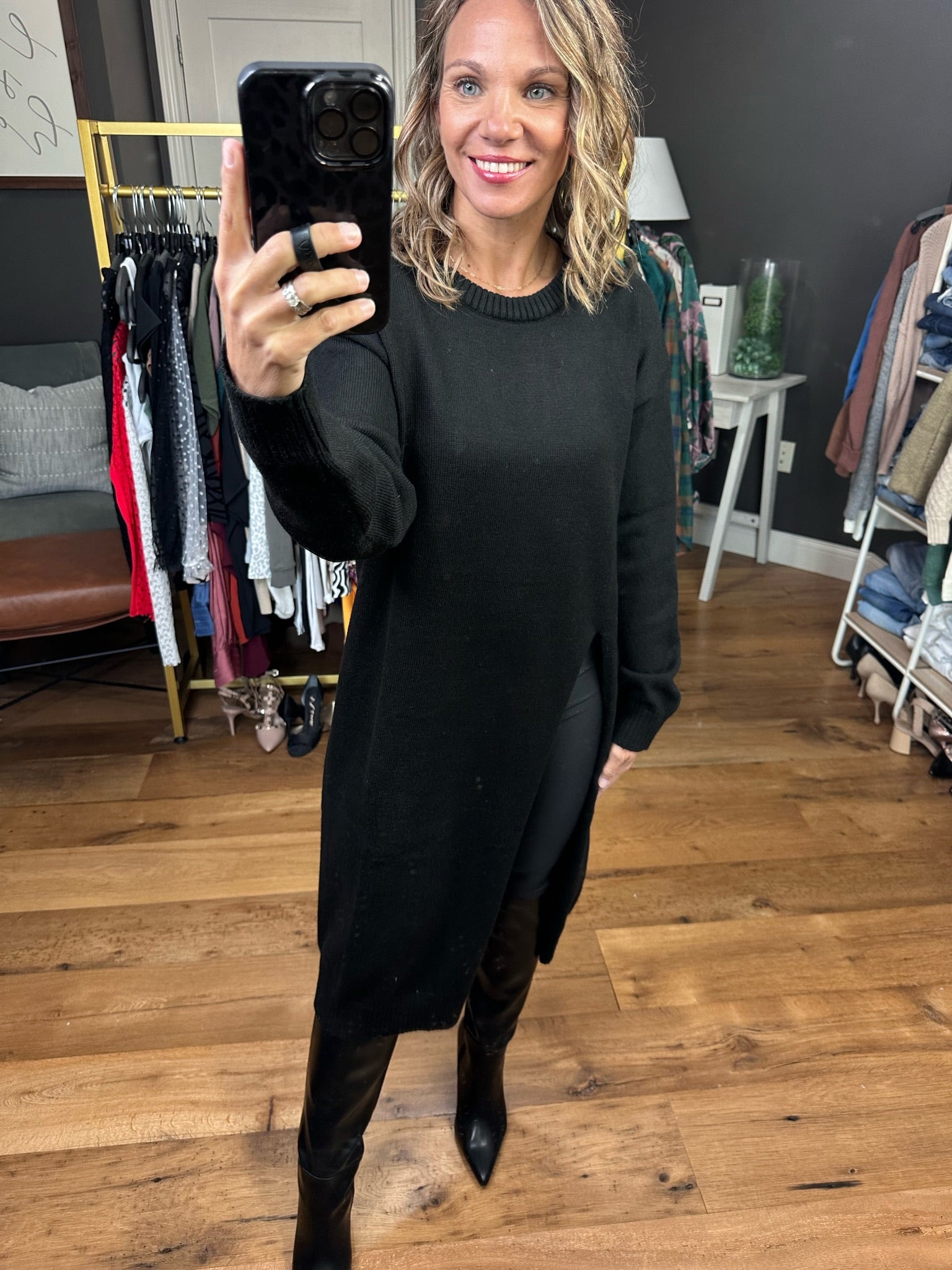 Nothing To Tell Duster Sweater With High Side-Slit Detail - Multiple Options-Sweaters-Blu Ivy W01720-Anna Kaytes Boutique, Women's Fashion Boutique in Grinnell, Iowa