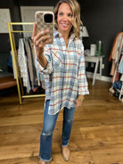 Fall Good Things Oversized Plaid Button-Down Top - Ivory/Navy-Aemi & Co-Anna Kaytes Boutique, Women's Fashion Boutique in Grinnell, Iowa