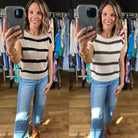 Say So Striped Knit Top-Short Sleeves-Blu Pepper-Anna Kaytes Boutique, Women's Fashion Boutique in Grinnell, Iowa