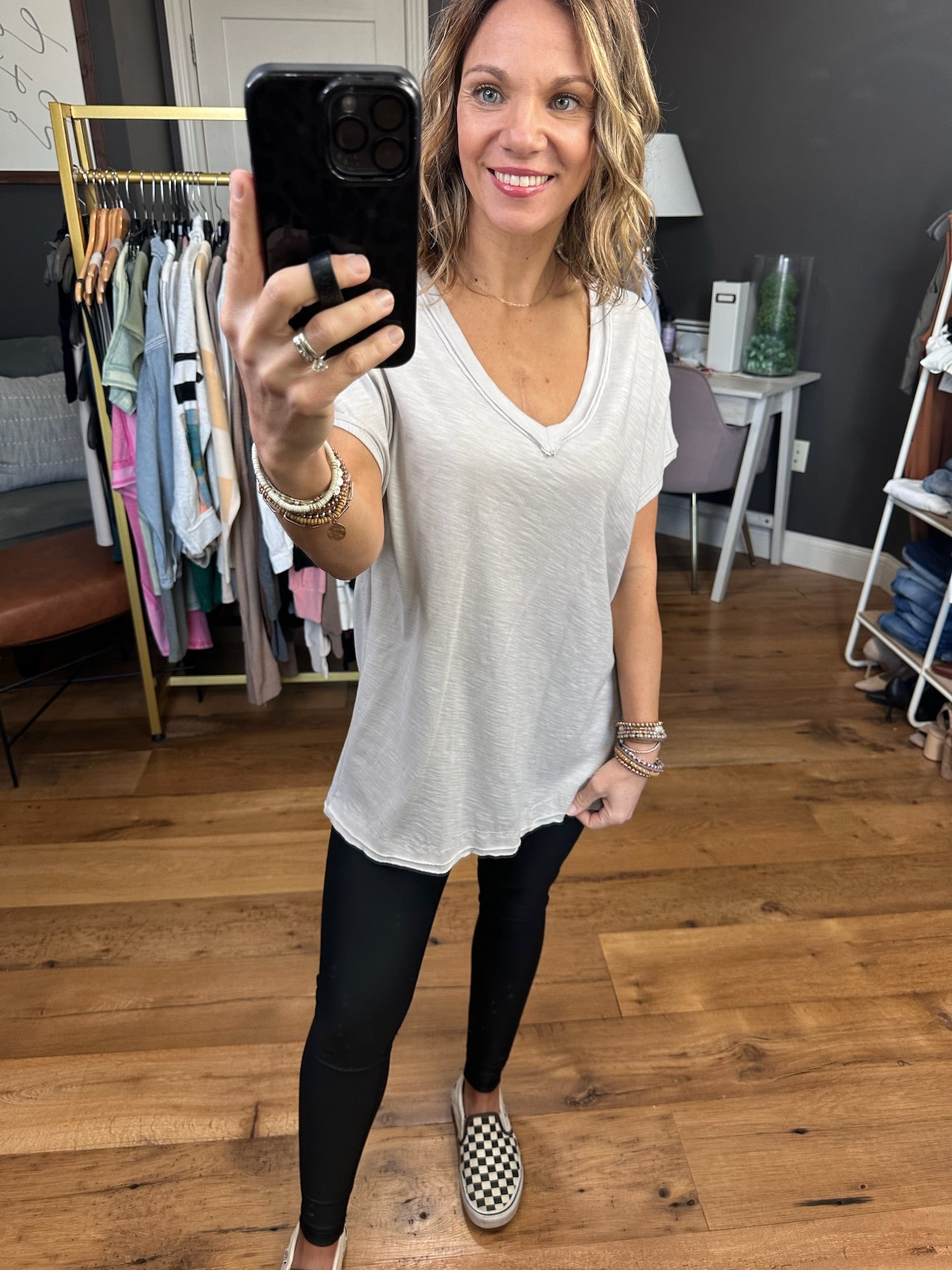 Long Awaited V-Neck Tee - Multiple Options-Short Sleeves-Wasabi & Mint WMT2580-Anna Kaytes Boutique, Women's Fashion Boutique in Grinnell, Iowa