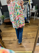 The Tilly Patterned Top - Pink/Green-Entro-Anna Kaytes Boutique, Women's Fashion Boutique in Grinnell, Iowa