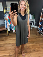 Easy Like Sunday Morning Ribbed Dress - Charcoal-Dresses-Be Cool-Anna Kaytes Boutique, Women's Fashion Boutique in Grinnell, Iowa