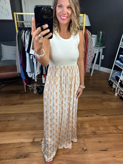 Getting Serious Floral Print Maxi Dress - Ivory