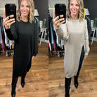 Nothing To Tell Duster Sweater With High Side-Slit Detail - Multiple Options-Sweaters-Blu Ivy W01720-Anna Kaytes Boutique, Women's Fashion Boutique in Grinnell, Iowa