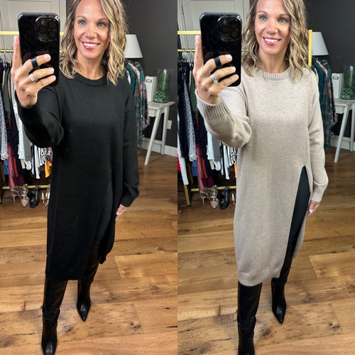 Nothing To Tell Duster Sweater With High Side-Slit Detail - Multiple Options