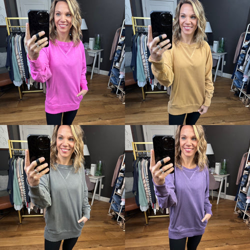 The Clara Pocket Crewneck Sweatshirt - Multiple Options-Zenana TTW-5176D4-Anna Kaytes Boutique, Women's Fashion Boutique in Grinnell, Iowa