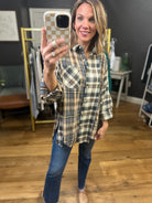 Think About This Contrasting Plaid Button-Down Top - Oat-Aemi & Co-Anna Kaytes Boutique, Women's Fashion Boutique in Grinnell, Iowa