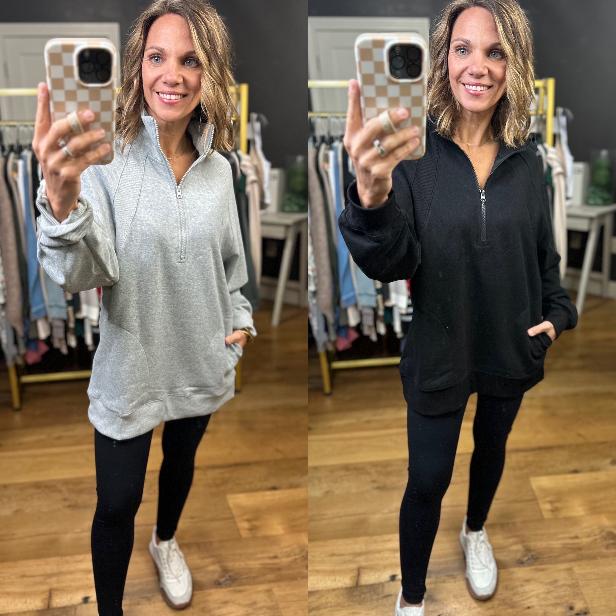 Key To My Heart Zip Pullover - Multiple Options-Very J-Anna Kaytes Boutique, Women's Fashion Boutique in Grinnell, Iowa