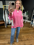 Have A Chance Two-Toned Crewneck - Fuschia-Hem & Thread-Anna Kaytes Boutique, Women's Fashion Boutique in Grinnell, Iowa